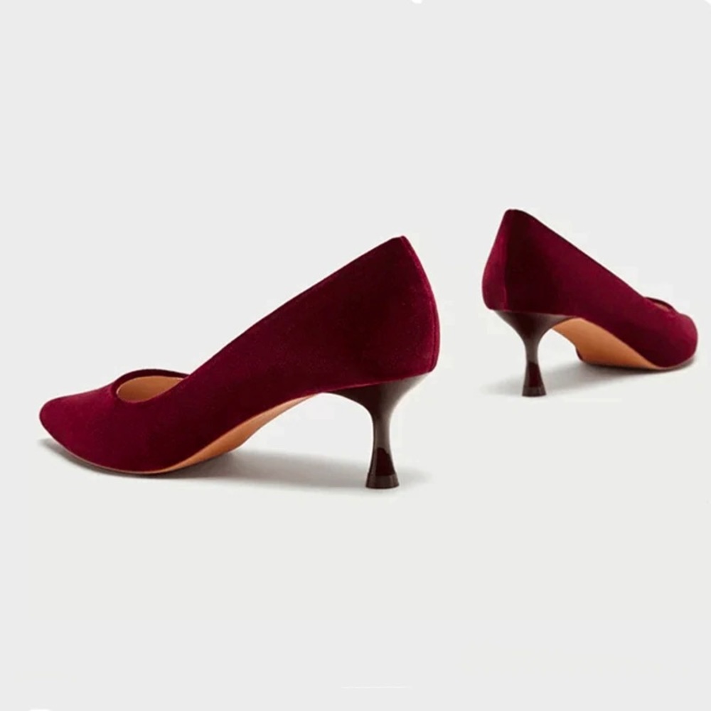Zara Red Velvet Heels